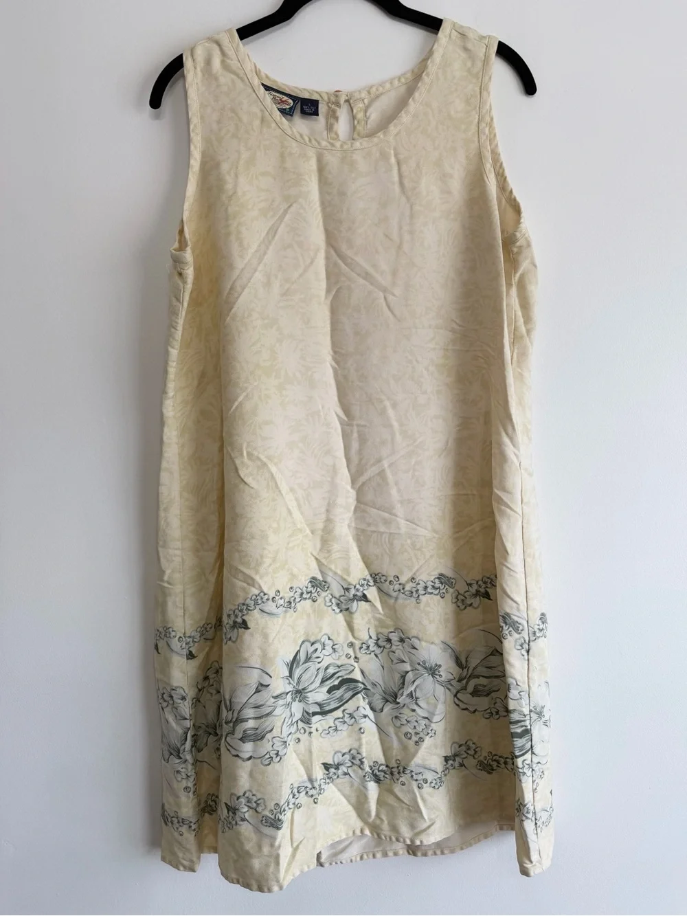 Vintage Tommy Bahama 100% Silk Cream Sleeveless Tropical Floral Maxi Dress - Picture 1 of 3